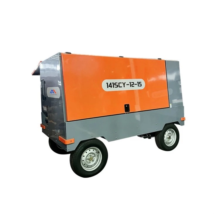 Compressor de ar portátil diesel de poço de parafuso de quatro rodas com 15 barras